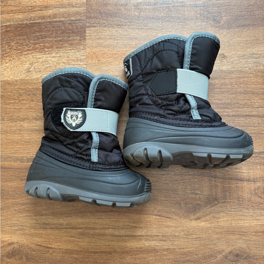 Kamik Snowbug Black and Gray Kids Snow Boots